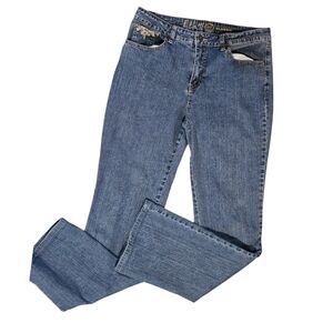 Ethyl Classic Straight Leg Jeans With Embroidery Detail Size 10